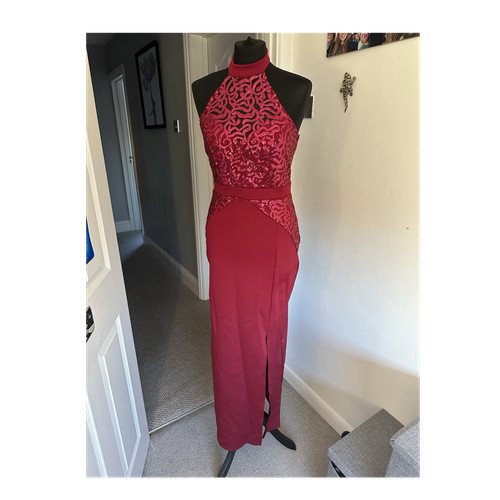Quiz red sequin halter - red,