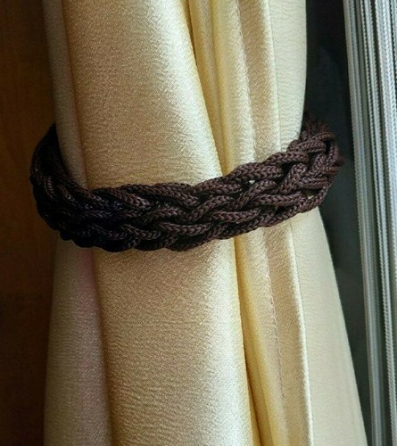 Handmade brown curtain - , tie