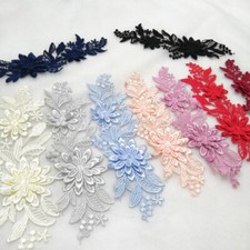 3D Flower Lace DIY Beaded Wedding Dress Embroidery Bridal Applique Tulle LOT