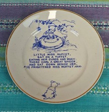SHELL WARE Nursery Rhyme Blue & White Plate Collectible Little Miss Muffet