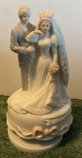 Porcelain Musical Bride and Groom Wedding Cake Topper 6” Tall