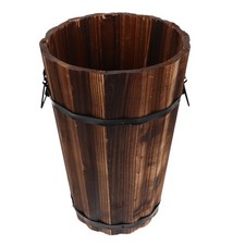  Decorative Waste Wooden Trash Can Office Garbage Bin Farmhouse for Bathroom