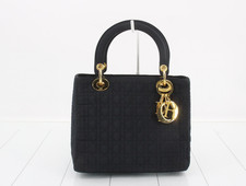 Christian Dior Lady Dior Cannage Hand Bag Black Good!