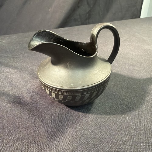 Vintage black basalt jug - black, /