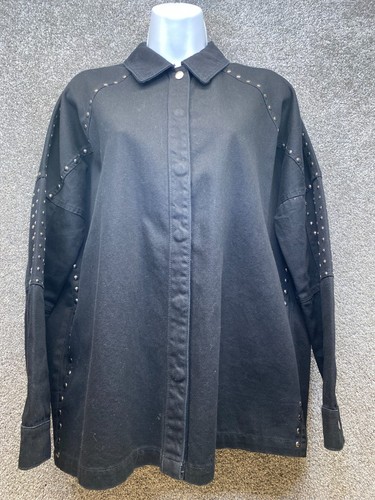 Zara studded denim jacket - denim,