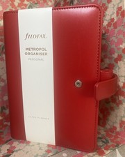 Filofax Metropol Personal Organiser , Red, Faux Leather with many Inserts