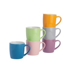6x Coloured Coffee Mugs Modern