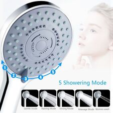 5 Mode Shower Head Bath High Pressure LARGE Chrome Handset Heads Water Saving