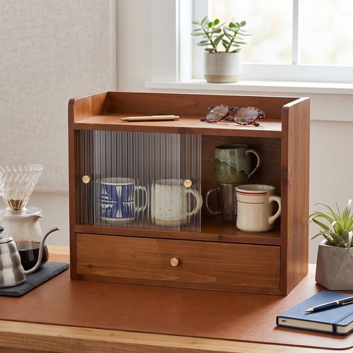 Rustic wooden mug cabinet - rustic,