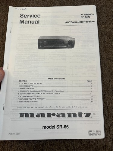 Marantz service manual - marantz, sr-66
