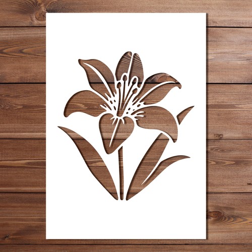 Lily flower stencil for - flower,