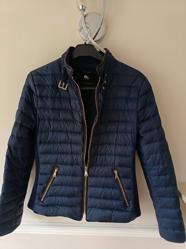 Zara down navy jacket with - down,