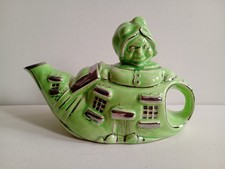 Vintage Lingard Green Glaze Old Mother Hubbard  Teapot