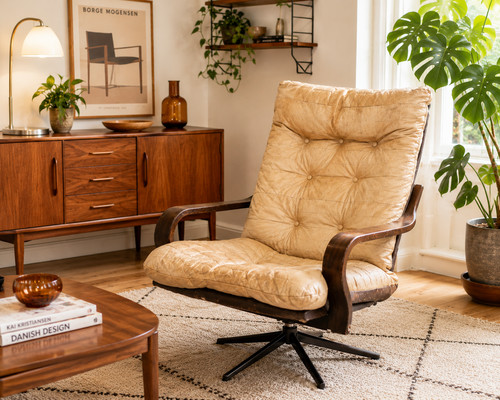 Danish swivel lounge chair tan - danish,