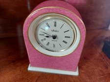 Vintage Aynsley Ceramic Mantel Clock Pink Battery included VGC 13cm high