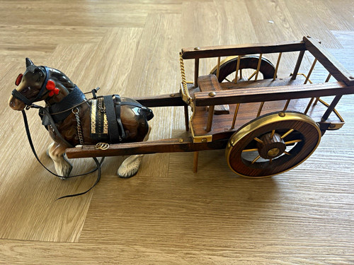 Vintage horse figurine pulling - horse,