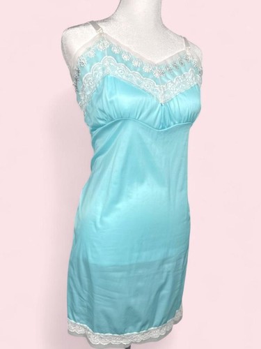 Vintage 60s blue lace slip - vintage,