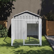 Dog House with Run Dog Cage Pet Kennel Dog Kennel Galvanised Steel vidaXL