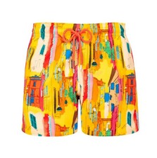 Mens Vilebrequin Yellow Sunny Streets Print Swim Beach Shorts W/Bag