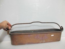 Large Antique Copper Pan Fish Kettle Poacher Trough Vintage Oval French Old 25"W