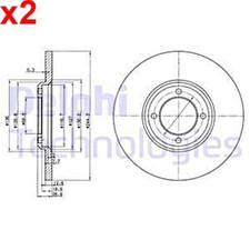 2X Brake Disc DELPHI Fits FORD
