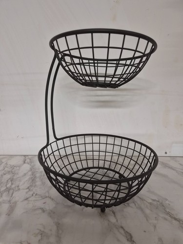 Grey tier metal wire basket - grey, 2