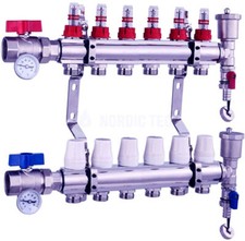 Distributeur Collecteur pour Plancher Chauffant NORDIC TEC 2-12 circuits COMPLET