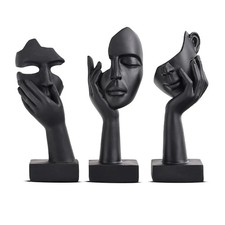 3 PCS Thinker Statue, Golden Black Abstract Art Sculpture Modern Home Decoratio
