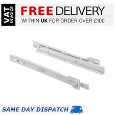  Metal Roller Bottom Fix Kitchen Drawer Runners Slides 250mm-600mm White Brown