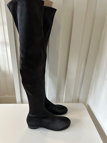 Zara black satin boots over - black,