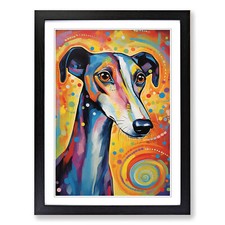 Greyhound Abstract No.2 Framed Canvas Wall Art Print Poster Picture, Home Decor