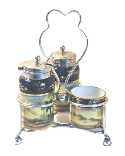 Silver plated cruet set - silver,