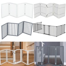 Wooden Folding Puppy Dog Play Pen Gate Fence Barrier Pet Divider Safety Doorway