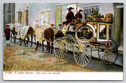 Vintage cuba hearse - hearse, postcard