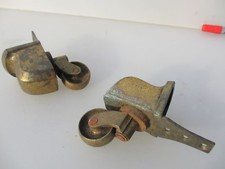 Large Antique Brass Furniture Castors Trolley Wheels Old Castor Pair Victorian