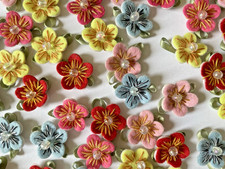 50pc UPICK Beaded Stich Flower Fabric Applique /Embellishment Scrapbook Craft