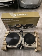 DAEWOO SDA1732 Double Electric Hot Plate - Silver Cooking Compact & Portable 