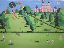 Paul Hogarth, Kite Flying, Greenwich, Large Lithograph c.1990