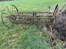 Reclaimed horse drawn vintage Ransomes Jeffries  Sim hay rake Iron CartWheels
