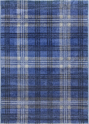 Blue tartan rug - rug, navy