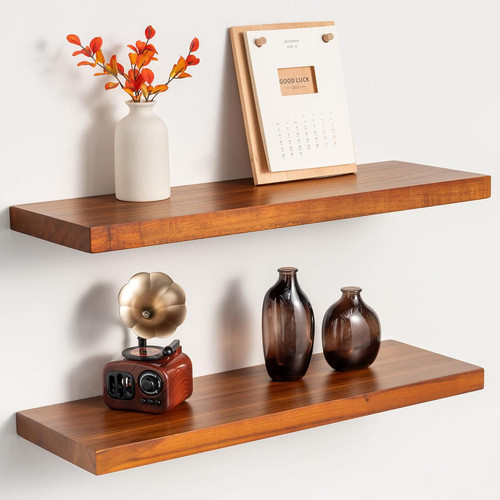 Teak floating shelves set - teak,