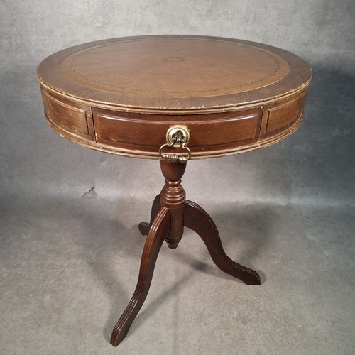 Vintage drum side table - side, 3