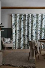 John Lewis isla floral BLUE Blackout/Thermal Lined Eyelet Curtains, W117  D137CM