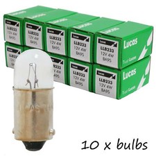 10 Lucas 12V 4W Clear Bayonet Side Lamp Bulb LLB233 GLB233 BA9S Base Genuine