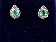 9 Carat Gold Emerald & Diamond Earrings