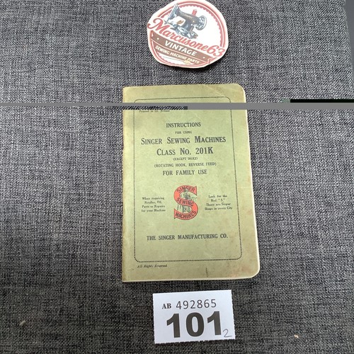 Singer 201k instruction - 201k, manual