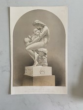 Antique Victorian Print – “The First Cradle” by Debay of Paris female sculpture 