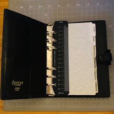 VINTAGE 90s FILOFAX Lincoln BLACK Leather PERSONAL Organiser SIX Ring