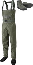 Leeda Stocking Foot Breathable Profil Fly Fishing Chest Waders with Wading Boots