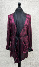 Vintage Purple Metallic Abstract Smoking Jacket Gown Robe-Medium